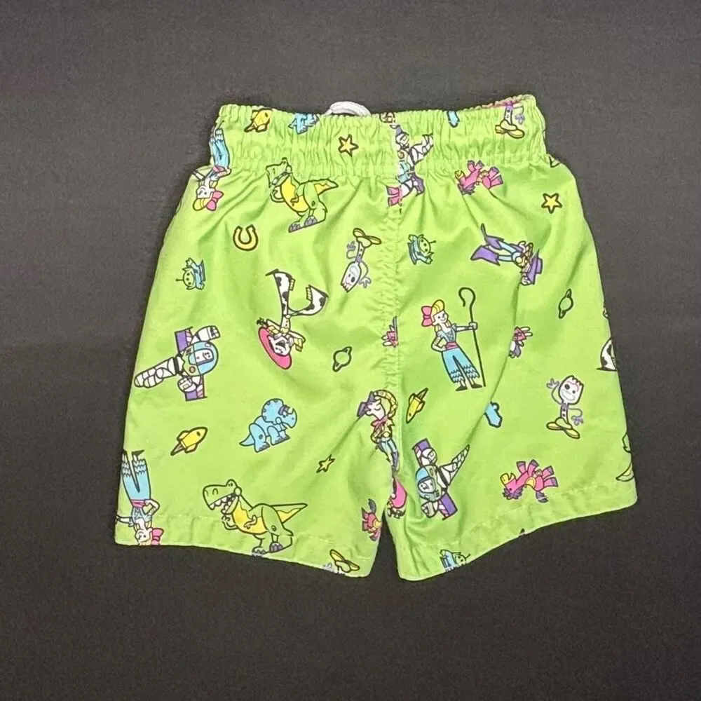 Disney Pixar Toy Story Swim Trunks Boys Size 3T Green Buzz Woody Jessie Forky